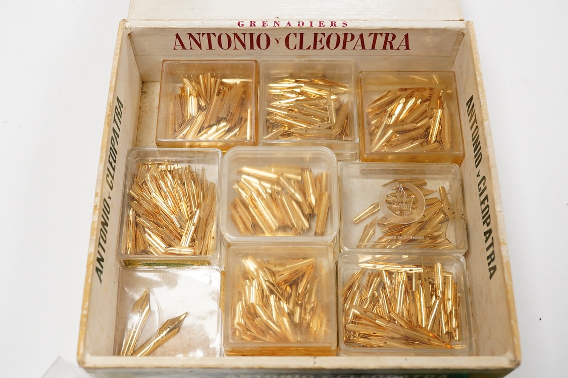 A large collection of fountain pen gold plated nibs / sections from various makers